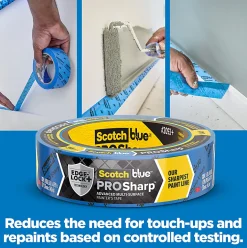 ScotchBlue™ PROSharp™ Painter's Tape, 1 Roll, 0.94 in x 60 yd, Protects Surfaces and Removes Easily, Edge-Lock Tape for Indoor and Outdoor Use