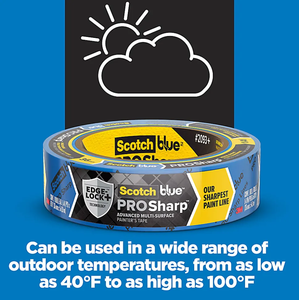 ScotchBlue™ PROSharp™ Painter's Tape, 1 Roll, 0.94 in x 60 yd, Protects Surfaces and Removes Easily, Edge-Lock Tape for Indoor and Outdoor Use