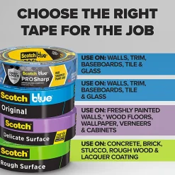 ScotchBlue™ PROSharp™ Painter's Tape, 1 Roll, 0.94 in x 60 yd, Protects Surfaces and Removes Easily, Edge-Lock Tape for Indoor and Outdoor Use