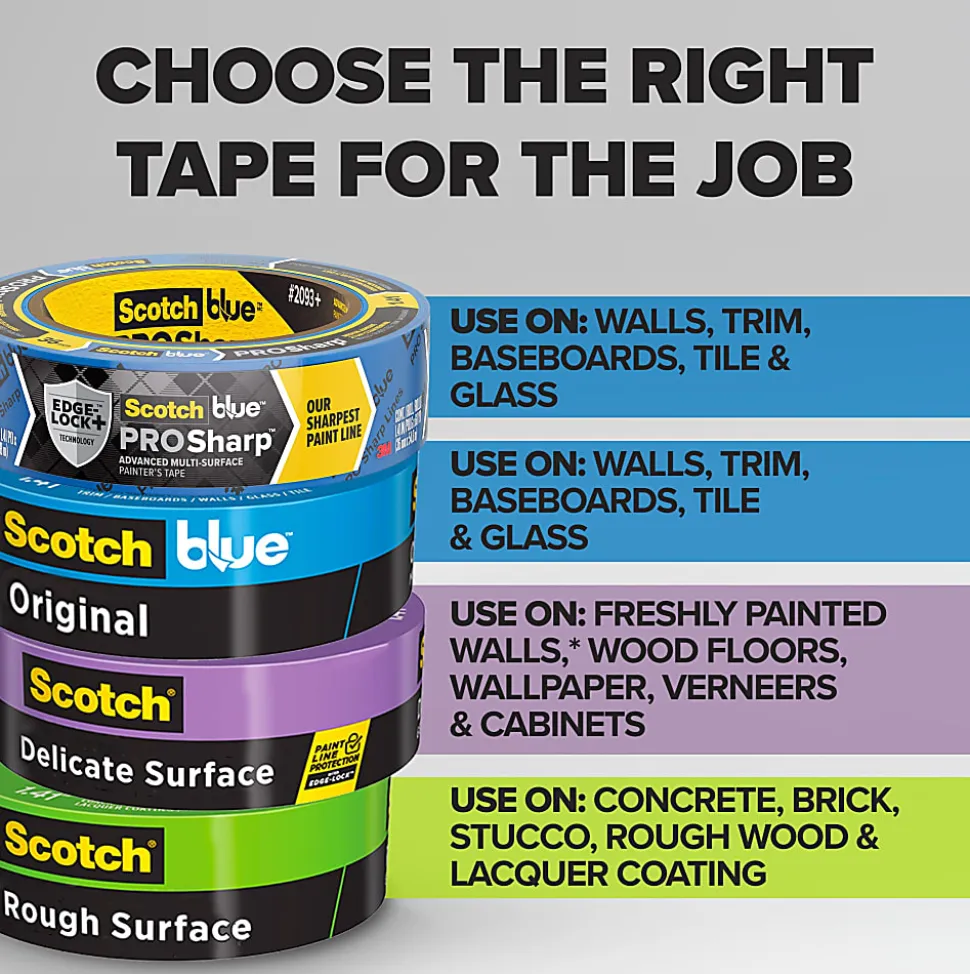 ScotchBlue™ PROSharp™ Painter's Tape, 1 Roll, 0.94 in x 60 yd, Protects Surfaces and Removes Easily, Edge-Lock Tape for Indoor and Outdoor Use