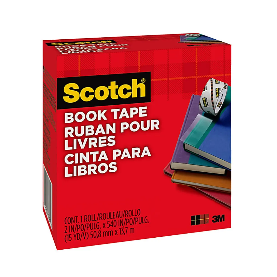 Scotch® Book Tape, 2 in. x 540 in., 1 Tape Roll, Clear, School Supplies and College Essentials for Students and Teachers