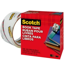 Scotch® Book Tape, 2 in. x 540 in., 1 Tape Roll, Clear, School Supplies and College Essentials for Students and Teachers