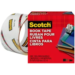 Scotch® Book Tape, 2 in. x 540 in., 1 Tape Roll, Clear, School Supplies and College Essentials for Students and Teachers