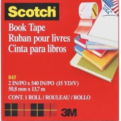 Scotch® Book Tape, 2 in. x 540 in., 1 Tape Roll, Clear, School Supplies and College Essentials for Students and Teachers