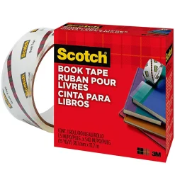 Scotch® Book Tape, 1-1/2 in x 540 in, 1 Tape Roll, Clear, Home Office and School Supplies