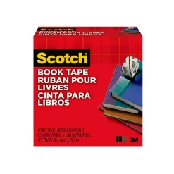 Scotch® Book Tape, 1-1/2 in x 540 in, 1 Tape Roll, Clear, Home Office and School Supplies
