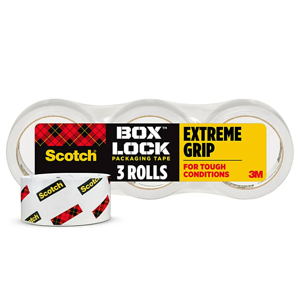 Scotch® 3950-3 Box Lock Packaging Tape, 1-15/16" x 54-5/8 Yd, Clear