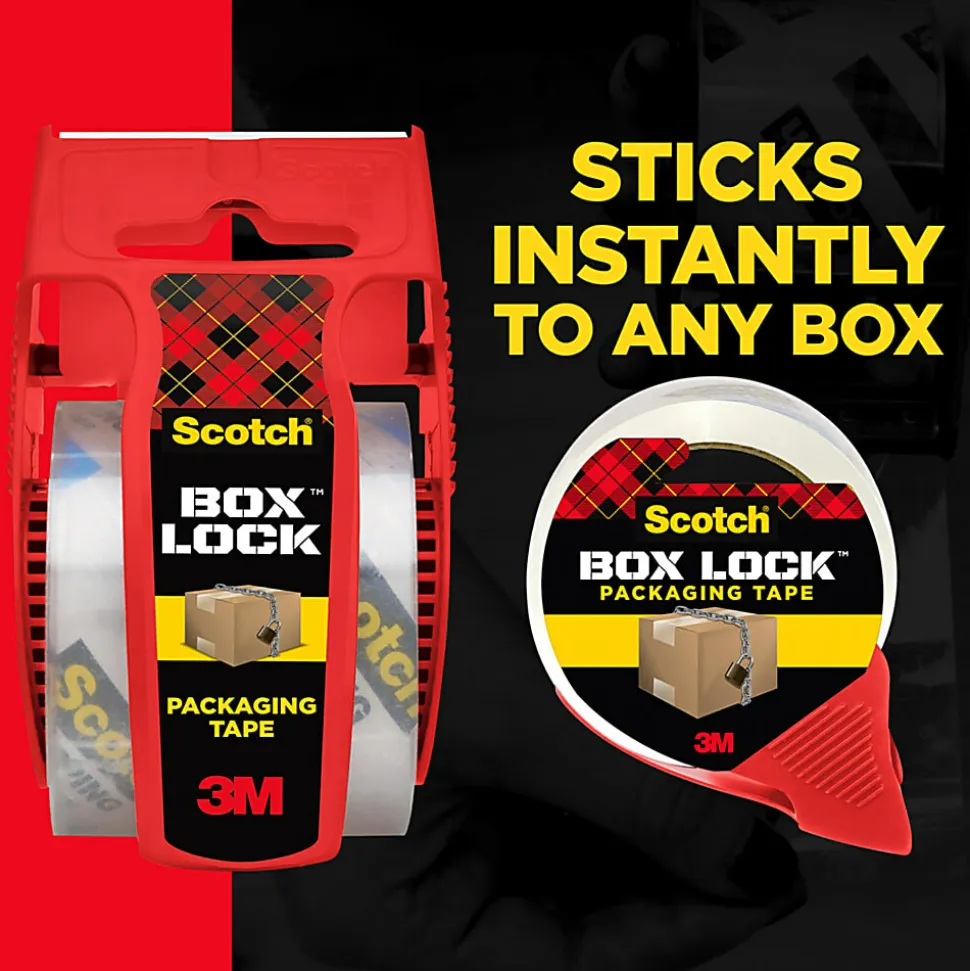 Scotch® Box Lock Packing Tape, 1.88" x 22.2 yd, Pack Of 6 Rolls With Dispensers