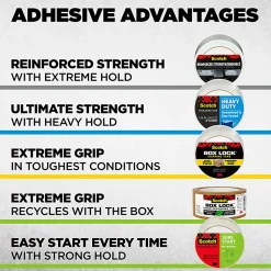 Scotch® Box Lock Paper Packing Tape, 8 Tape Rolls, 1.88 in x 25 yd, 3
