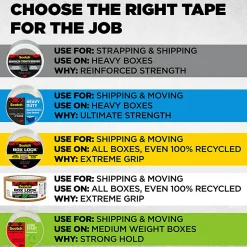 Scotch® Box Lock Paper Packing Tape, 8 Tape Rolls, 1.88 in x 25 yd, 3