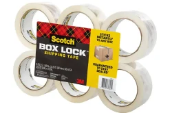 Scotch® Box Lock Shipping Packing Tape, 1-15/16" x 38.2 Yd, Clear, Pack Of 6 Rolls