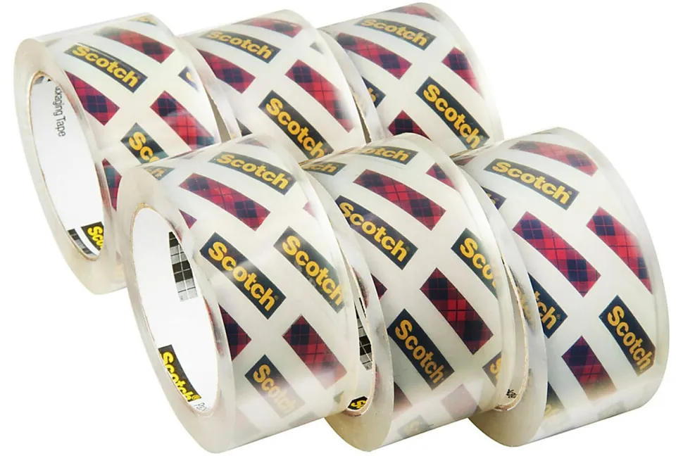 Scotch® Box Lock Shipping Packing Tape, 1-15/16" x 38.2 Yd, Clear, Pack Of 6 Rolls