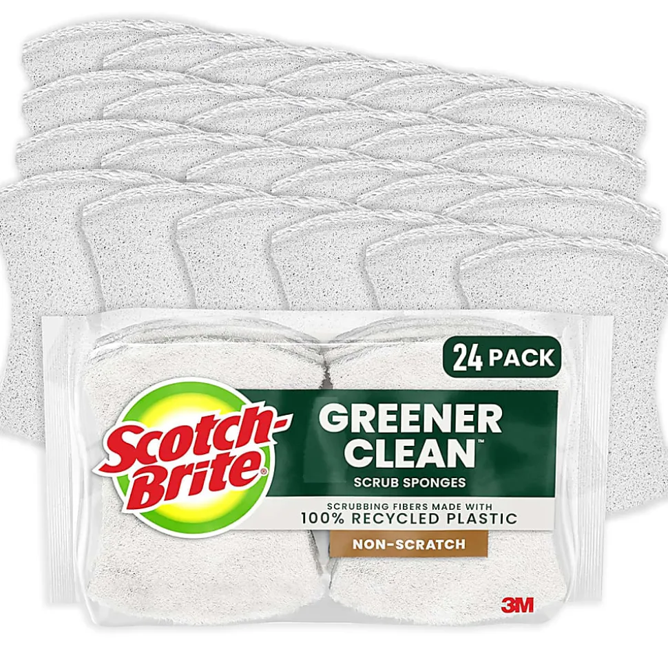 Scotch-Brite Greener Zero Scratch Sponges, 24 pack-Scrubbing Sponges, 100% Recycled, Great For Washing Dishes and Cleaning Kitchen