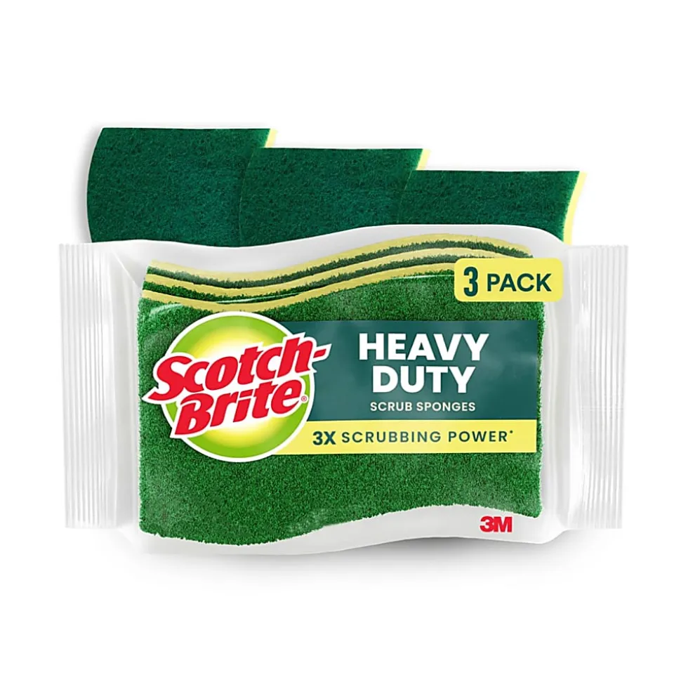 Scotch-Brite Heavy Duty Sponges, 3 Scrubbing Sponges, Great For Washing Dishes and Cleaning Kitchen