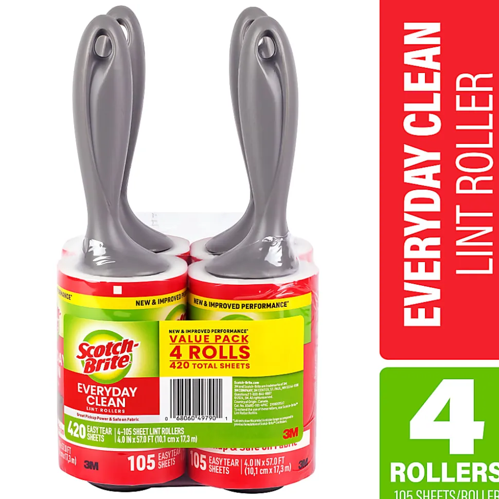Scotch-Brite 105 Sheet Lint Roller, 4 Ct.