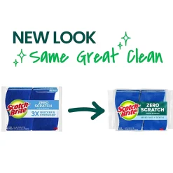 Scotch-Brite® Zero Scratch Scrub Sponge, 3 Pack Scrubbing Sponges, Great For Washing Dishes and Cleaning Kitchen