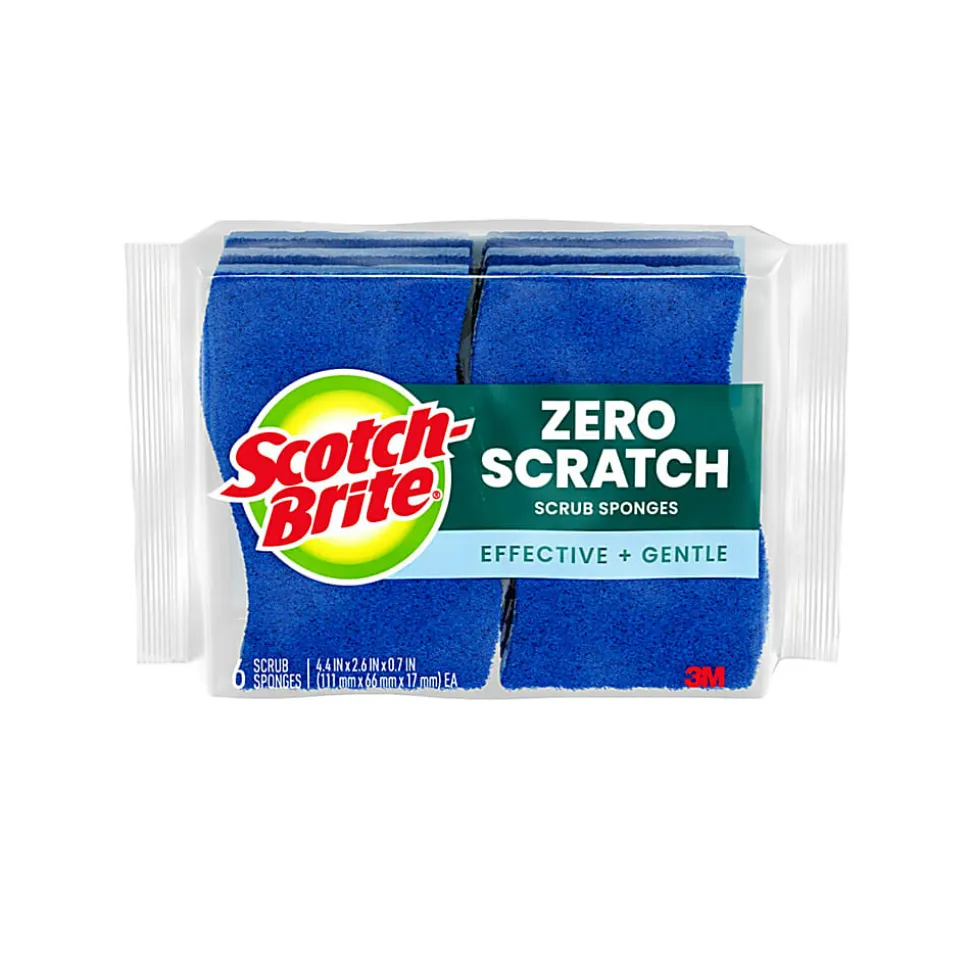 Scotch-Brite® Zero Scratch Scrub Sponge, 6 Pack Scrubbing Sponges, Great For Washing Dishes and Cleaning Kitchen