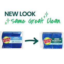 Scotch-Brite® Zero Scratch Scrub Sponge, 6 Pack Scrubbing Sponges, Great For Washing Dishes and Cleaning Kitchen