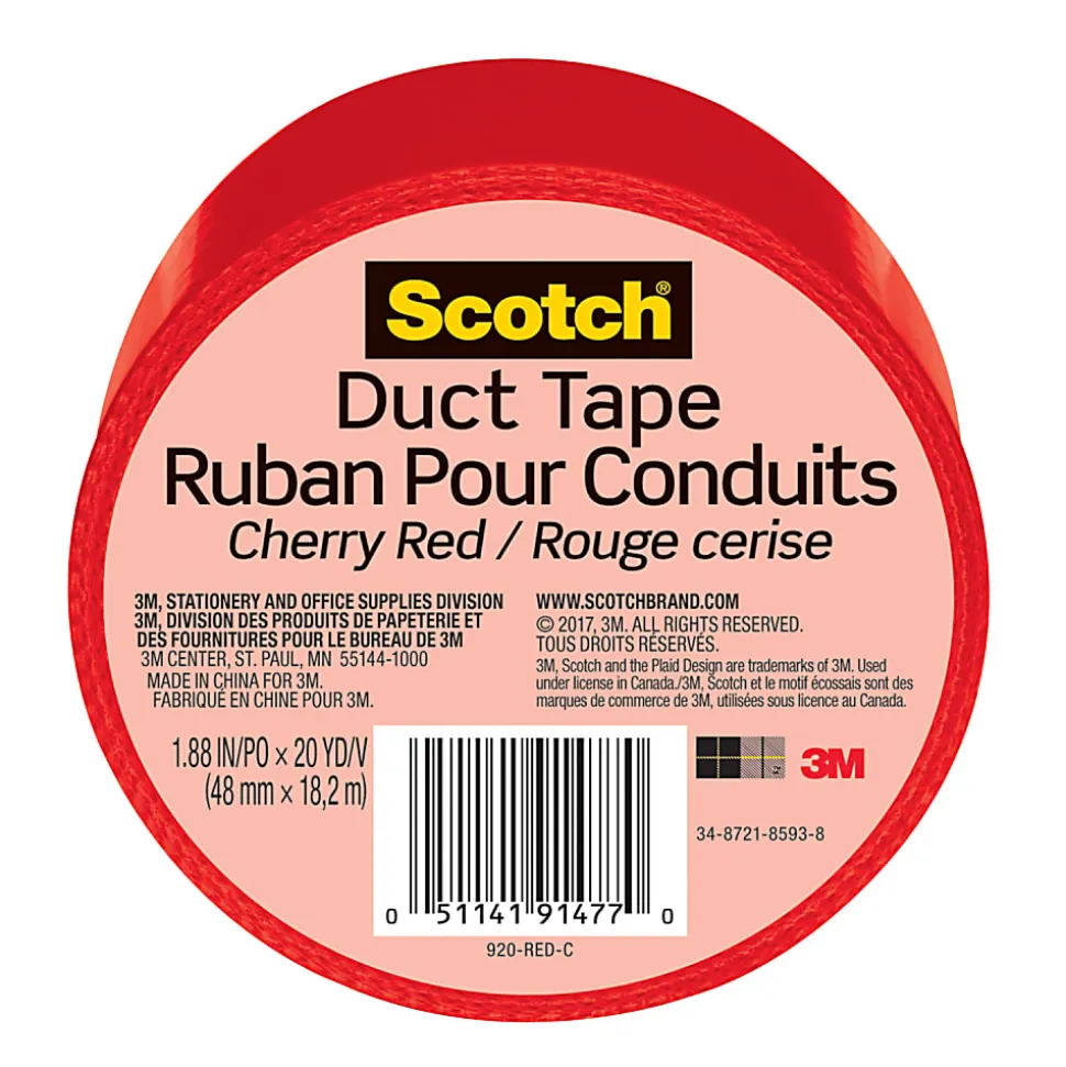 Scotch® Colored Duct Tape, 1 7/8" x 20 Yd., Red