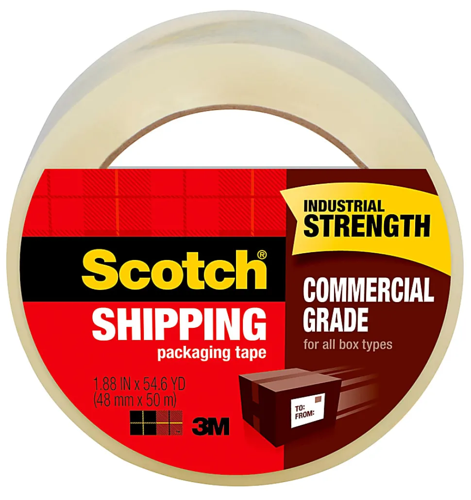 Scotch® Commercial Grade Shipping Packing Tape, 1 Tape Roll, 1 7/8 in x 54.6 yd, 3" Core, Designed - 37501PK