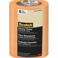 Scotch® Contractor Grade Masking Tape, Removable, 6 Tape Rolls, 1.41 in x 60.1 yd, 3