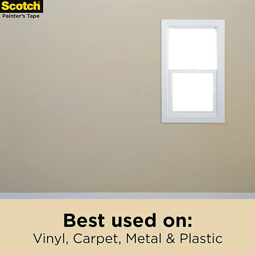 Scotch® Contractor Grade Masking Tape, Removable, 6 Tape Rolls, 1.41 in x 60.1 yd, 3" Core, White