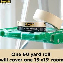 Scotch® Contractor Grade Masking Tape, Removable, 6 Tape Rolls, 1.41 in x 60.1 yd, 3
