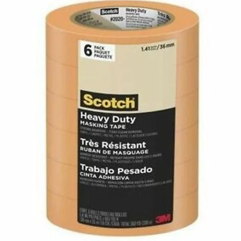 Scotch® Contractor Grade Masking Tape, Removable, 9 Tape Rolls, 0.94 in x 60.1 yd, 3" Core, White