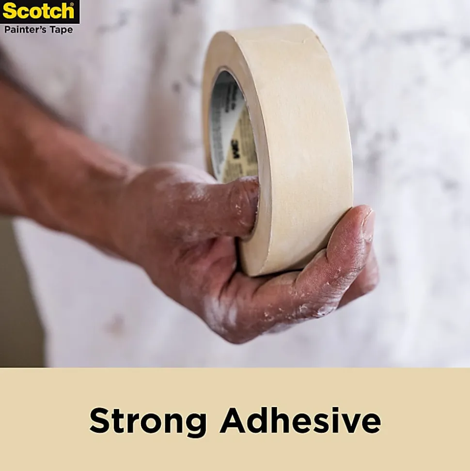 Scotch® Contractor Grade Masking Tape, Removable, 9 Tape Rolls, 0.94 in x 60.1 yd, 3" Core, White