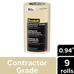 Scotch® Contractor Grade Masking Tape, Removable, 9 Tape Rolls, 0.94 in x 60.1 yd, 3