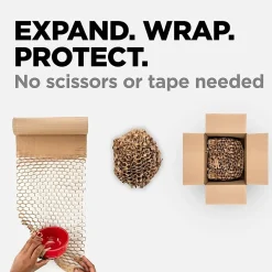 Scotch® Cushion Lock Protective Wrap, 12 in x 175 ft, 1 Roll, 100% Recycled Paper, Honeycomb Packing Paper, Alternative for Bubble Cushion Wrap, Brown