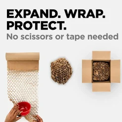 Scotch® Cushion Lock Protective Wrap, 12 in x 175 ft, 1 Roll, 100% Recycled Paper, Honeycomb Packing Paper, Alternative for Bubble Cushion Wrap, Brown