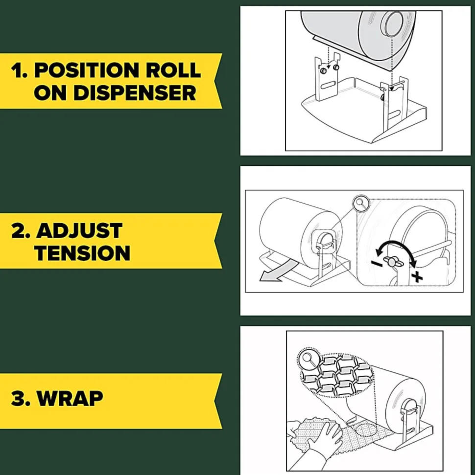 Scotch Cushion Lock Protective Wrap Refillable Dispenser, 7-5/16 in x 12 ft, 1 Dispenser, Sustainable Packaging Solution - PCW121000D