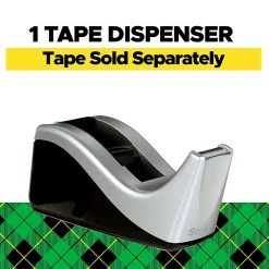 Scotch® Desktop Tape Dispenser, 1 Dispenser, 1 in. Core, Black and Silver, School Supplies and College Essentials for Students and Teachers