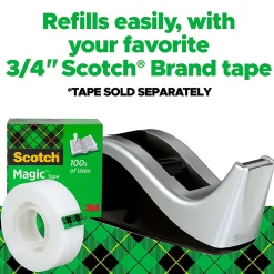 Scotch® Desktop Tape Dispenser, 1 Dispenser, 1 in. Core, Black and Silver, School Supplies and College Essentials for Students and Teachers