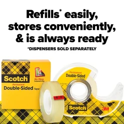 Scotch® Double Sided Tape, 1/2 in x 900 in, 2 Tape Rolls, Back to School Supplies and College Essentials for Students and Teachers
