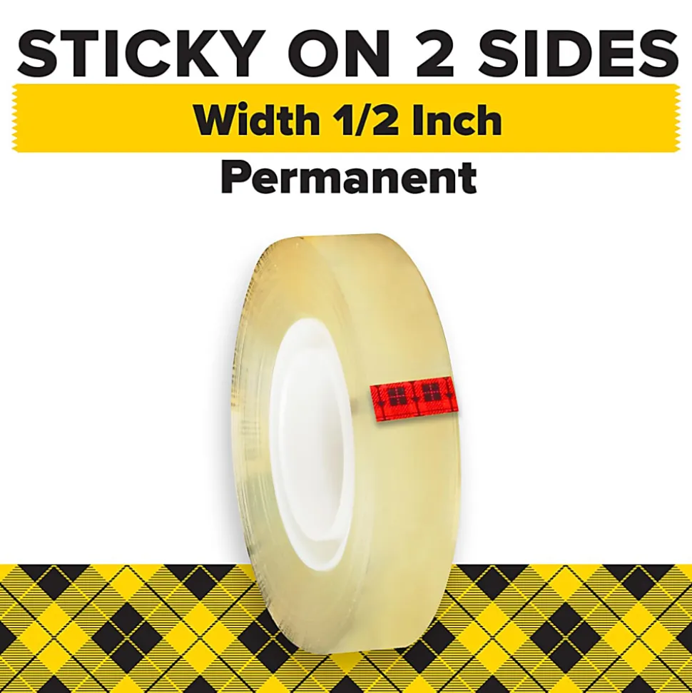Scotch® Double Sided Tape, 1/2 in x 900 in, 2 Tape Rolls, Back to School Supplies and College Essentials for Students and Teachers