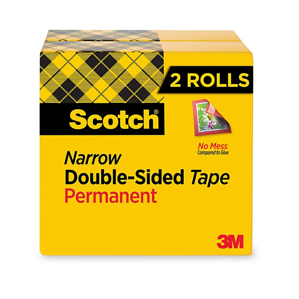 Scotch® Double Sided Tape, 1/2 in x 900 in, 2 Tape Rolls, Back to School Supplies and College Essentials for Students and Teachers