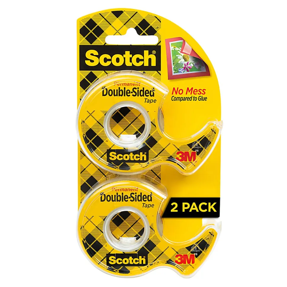 Scotch® Double Sided Tape, Permanent, 2 Tape Rolls, 3/4 in x 300 in, Home Office Supplies and School Supplies for College and Classrooms