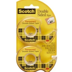 Scotch® Double Sided Tape, Permanent, 2 Tape Rolls, 3/4 in x 300 in, Home Office Supplies and School Supplies for College and Classrooms