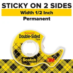 Scotch® Double Sided Tape, Permanent, Pack Of 2 Tape Rolls With Dispensers