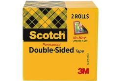 Scotch® Double Sided Tape, Permanent, 2 Tape Rolls, 1/2 in x 1296 in, Home Office Supplies and School Supplies for College and Classrooms