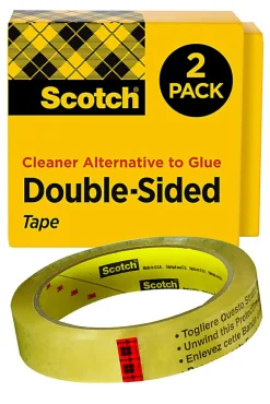 Scotch® Double Sided Tape, Permanent, 2 Tape Rolls, 3/4 in x 1296 in, Home Office Supplies and School Supplies for College and Classrooms