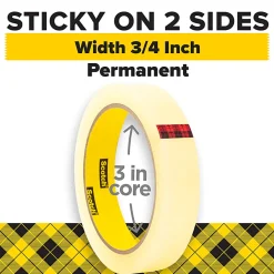 Scotch® Double Sided Tape, Permanent, 2 Tape Rolls, 3/4 in x 1296 in, Home Office Supplies and School Supplies for College and Classrooms