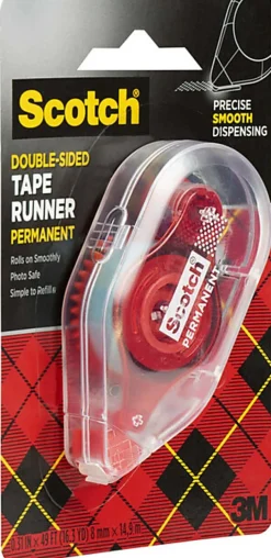 Scotch Double-Sided Tape Runner, Clear, 1/3