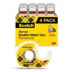 Scotch® Double Sided Tape with Dispenser, Photo Safe, 1/2 in. x 400 in., 4 Tape Rolls, Clear, School Supplies and College Essentials for Students