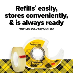 Scotch® Double Sided Tape with Dispenser, Photo Safe, 1/2 in. x 400 in., 4 Tape Rolls, Clear, School Supplies and College Essentials for Students