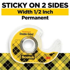 Scotch® Double Sided Tape with Dispenser, Photo Safe, 1/2 in. x 400 in., 4 Tape Rolls, Clear, School Supplies and College Essentials for Students