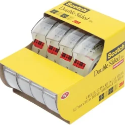 Scotch® Double Sided Tape with Dispenser, Photo Safe, 1/2 in. x 400 in., 4 Tape Rolls, Clear, School Supplies and College Essentials for Students