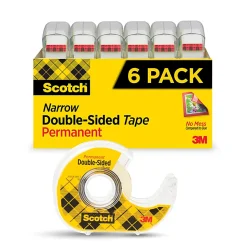Scotch® Double-Sided Tape, 1/2" x 500", Clear, Pack Of 6 Rolls